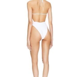 Elegant White Halter One-Piece Swimsuit bride bathing suit